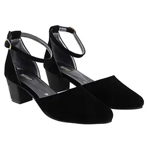 Do Bhai Women Material Suede, Color-Black Stylish Pointed Toe Fashion Heel Sandal, Size-UK5 - Belly-J2