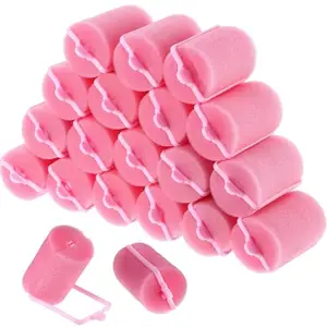 SIYAA Sponge Hair Rollers, Foam Hair Roller Sleeping Hair Curlers Flexible Hair Styling Curlers Sponge Curlers for Hairdressing Styling (12 Pieces, Pink)