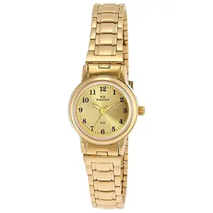 Maxima Stainless Steel Analog Black Dial Women Watch - 26794Cmly, Gold Band