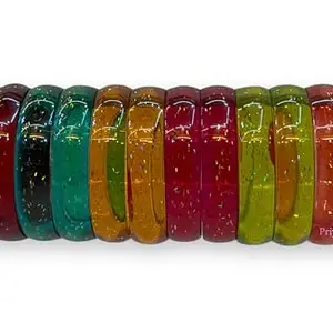 Attractive Plain Transparent Glitter Design Plain Glass Bangle Kangan Kada for Women. (Style 2, 2.60 (Medium))