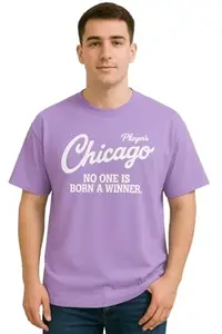 Men's Oversized Chicago Graphic T-Shirt – Inspirational Streetwear (in, Alpha, XL, Regular, Levender)
