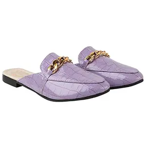 Shoetopia Women and Girls Purple Flat Sandal Mules