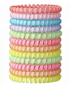 Aashirwad Collection 20 psc multicoloured spiral stretch ponytail Holder elastic rubber band telephone wire hair rings slinky hair head elastic unbreakable hair ties for women and girls