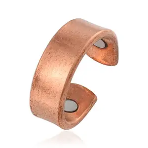Memoir Pure Copper magnetic Broad and Heavy free size Adjustable Challa finger ring for Men Women (ORNI8225-A)