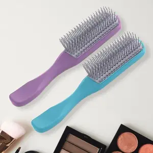 Homestic Hair Brush | Flexible Bristles Brush | Hair Brush with Paddle | Straightens & Detangles Hair Brush | Suitable For All Hair Types | Hair Brush Styling Hair | Set of 2 | Purple & Blue