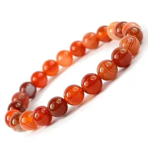 women feshion shop Carnelian Bracelet Natural Crystal Stone 8 Mm Beads Bracelet Round Shape For Reiki Healing And Crystal Healing Stone (Color : Red/Orange, Unisex Adult)
