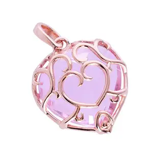 Ravishing Impressions 925 Sterling Silver Heart Shape Pink Quartz Love Heart Pendant Necklace Jewelry Gifts