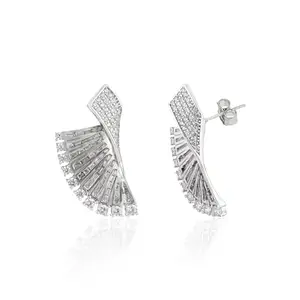 METALM 925 Sterling Silver Diamond Studs Earrings- Cubic Zirconia Earrings- American Diamond Jewelry- Perfect Jewelry For Gifts (CSJ196)