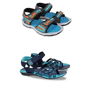 Fabbmate Men's Sky Blue and Blue Grey casual Sandal 6 UK