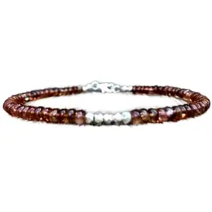 RRJEWELZ Andalusite Bracelet for Men & Women – 3-3.5mm Rondelle Smooth Brown Beads – 7 inch with Silver Plated Clasp – Healing, Fashion, Gift, Spiritual, Yoga|LCBR_RR_00503