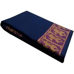 Anka's Handmade Bharatanatyam & Kuchipudi Dance Practice Cotton Saree (Navy With Magenta And Yellow Colour Doll Border)
