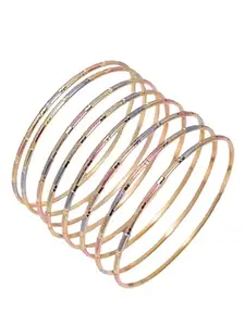 Zeraki Jewels Women's Traditional Gold Plated Abhilasha Bangle (Set of 8)