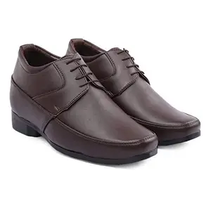 YUVRATO BAXI Men's 3 Inch Hidden Height Increasing Synthetic Material Brown Formal Derby, Office Wear Shoes.- 7 UK