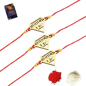 Fashion Charm Bhaiya Rakhi " SUPER HERO" Designer Pendent For Bhaiya/Brother/Bhai With Roli Chawal with And 1 Greeting Card Pack of 3-1233