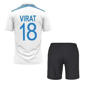 India Test Cricket Team Jersey 2024 Virat 18 Tshirt with Shorts for Men & Boys(13-14Years) Multicolour
