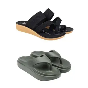 ZENWEAR Extra Soft Classic Casual wear with Flexibility Technology Heel Combo for Women's/Girl's(6140+6111)(7) Multicolor