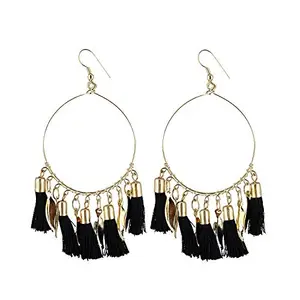 Shashwani's Women's Alloy Hook Dangler Hanging Bali Style Tassel Earrings-Black-PID27124