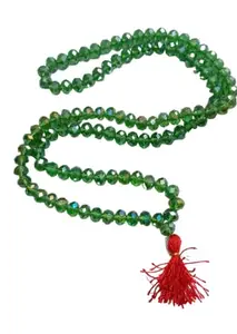 Green Agate Japa Mala Crystal Sapphire Rosery 108+1 Beads 8mm Beads Diamond Cut Necklace Gemstone For Mantra Japa Mala