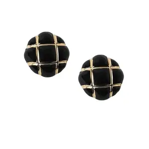 SOHI Women's The Tic-Tac-Toe Stud Earrings For Casual Wear | Onyx Black Colour | Alloy Material | Push Back Closure | Metallic Earrings | Fashion Stud Earrings For Women & Girls
