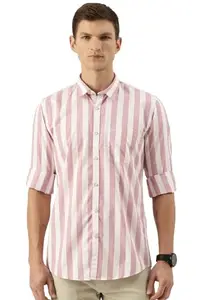Peter England Men's Slim Fit Shirt (PCSFSSLPB41233_Pink