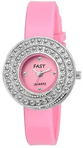 Pappi Boss Pappi-Haunt - Quality Assured - Classic Cute Pink Stone Studded Analog Casual Watch for Women, Girls