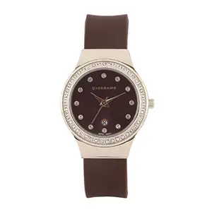 Giordano Analog Watch for Women's Unique Brown Silicone Strap to complement Your Look, Gift for Women's- 2909-03