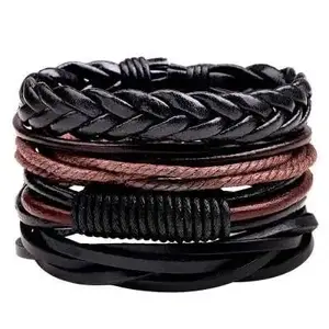 YouBella Bracelets for Men and Boys Black Leather Bracelet for Men | European Hot Retro Style Leather Band Bracelets for Men | Birthday Gift for Men and Boys Anniversary Gift for Husband (Style 2)