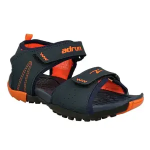 ADRUN Men Stylish Outdoor Sandals | Comfortable Sandals for Daily Use | Antiskid Sole with Velcro Closure |AD0S14N.Blue+ORANGE12
