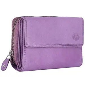 Delfin Genuine Leather - Multi Compartment Ladies Wallet (Purple)