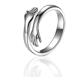 LAAKDU Crystal Silver Alloy Hug Ring for men women boys girls.