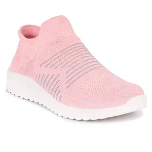 Bella Toes Women's Girls Mesh Fabric Knitted Slip-On Lightweight Running Walking Shoes Without Laces - Pink