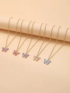 PC Fashion Latest Stylish Butterfly Jewellery Necklace Set for Women Pendant Necklace Gifts for Girls 208