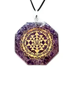 ASTROGHAR Shri yantra Laxmi Yantra Amethyst Crystal Chips Orgone pendant For Men And Women