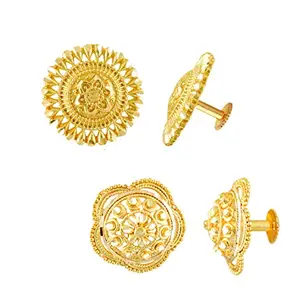 MEENAZ Traditional Temple 1 One Gram Gold 18k Copper Brass Ruby Meenakari South Indian Screw Back Studs Earrings Combo Set Pack Tops Stud For Women girls Latest -Ear rings combo-M140