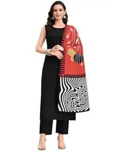 Pinkmint Women’s Cotton Blend Sleeveless Kurta Pant Set with Silk Dupatta | Comfortable Ethnic Wear, Office Wear, Casual & Festive Occasions | (Available in Plus Size)