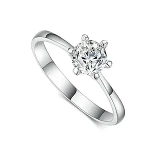 Asma Jewel House classic CZ solitaire stainless steel Ring For Women/Girls (Silver)