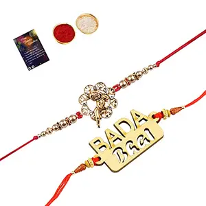 Exclusive Bhaiya Rakhi " BADA BHAI" Designer Pendent With Designer LookRakhi Combo For Bhaiya With Roli Chawal And Greeting Card -295