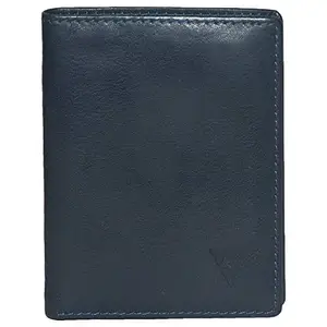 Leatherman Fashion LMN Genuine Leather Unisex Navy Blue Wallet 6 Card Slots