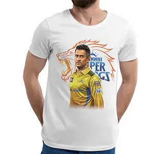 KADAK COLLECTION Chennai Super Kings Dhoni Mens IPL Quotation Printed Round Neck Helf Sleeves Regular T-Shirt White