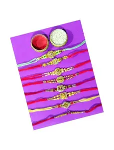 ARYANSH SHOPPE Molticolor Designer Rakhi | RakshaBandhan Rakhi | With Roli & Chawal (AR-0120) (Pack of (9)