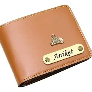 NAVYA ROYAL ART Personalised Customized Leather Wallets with Name and Charm - TAN002