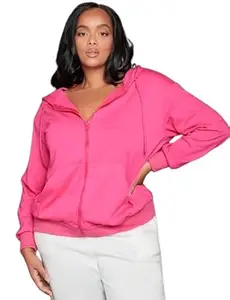 KGFASHION Women’s Zipper Hoodie for Winter Wear Full Sleeve Kangaroo Pockets Hooded Jacket Sweatshirt for Winter Wear Pink XL