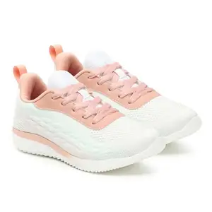 Carlton London Women White-Peach Comfortable Lace-Up Snakeer with Heels, for for Casual, Walking & Daily Use (5)