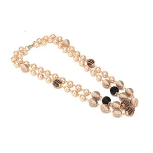 Shashwani Beige Pearls Two Layer Oxidized Golden Necklace-PID28709