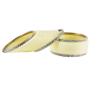 MAYA FASHION white Stone Acrylic-Brass Bangle Elegant Extra Large Size Bangle | Perfect Fit for Plus Size banglesTrendy and Comfortable Fit for woman and girls | (Sku-ban1635)