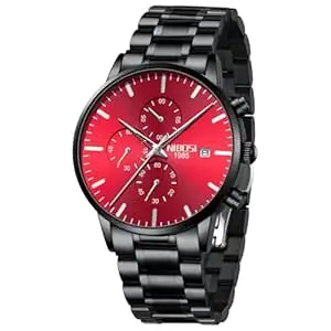 NIBOSI Men's Watches Analog Minimalist Black Dial Watch for Man Business Chronograph Casual Watches Stainless Steel Strap Date