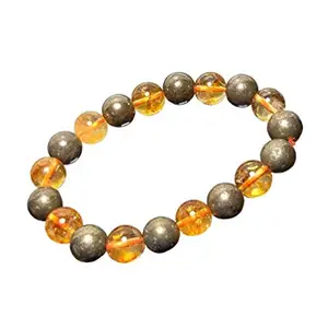 ASTROGHAR Citrine & Pyrite Multicolored Crystal stretch bracelet For Men & Women
