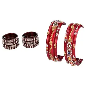 Somil Combo Glass Bangles For Women | Traditional Bangles Set | Daily, Festive & Party, Pack Of 14, Maroon, Red -H437