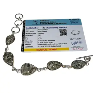 Divinity Healing Crystals Pyrite Geode Original 5 in 1 Certified Stylish Chain Unisex Bracelet to Attract Wealth Prosperity and Good Luck