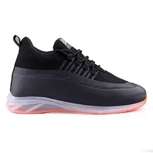 BXXY Men's 3 Inch Hidden Height Increasing Black Casual Sports Lace-Up and Light Weight Shoes. - 9 UK